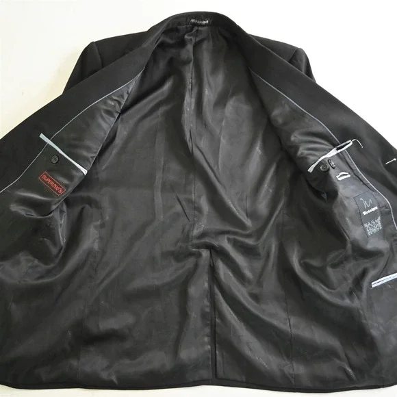 Mosaique 42R 34x28 Black Extra Slim Super 200s Wool Mens Jacket Pants Suit